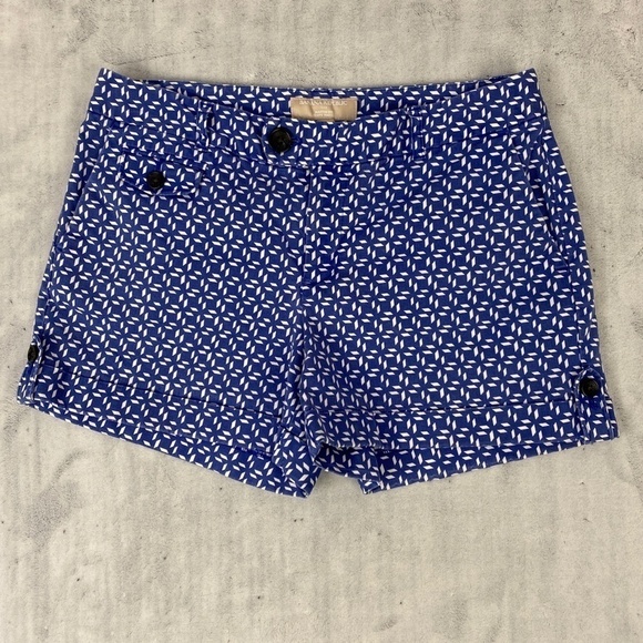 Banana Republic Martin Fit Cuffed Shorts Sz 4 Blue Geometric Print - Picture 1 of 9